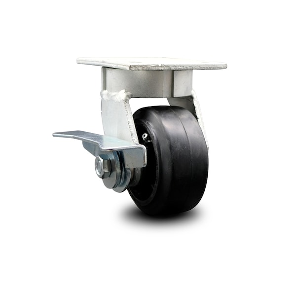 4 Inch Kingpinless Rubber on Steel Wheel Swivel Caster with Brake